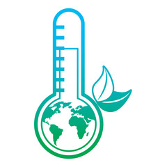 Wall Mural - earth planet inside thermometer leaves environment warning symbol vector illustration degrade color 