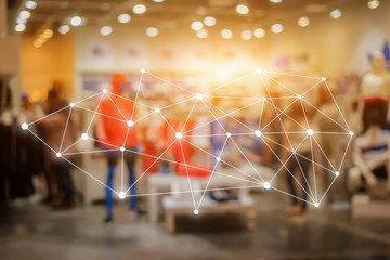 Poster - big data connections. iot - internet of things. future technology digital concept.on blurred abstrac