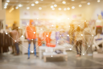 Poster - big data connections. iot - internet of things. future technology digital concept.on blurred abstrac