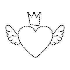 Wall Mural - heart love with wings and crown vector illustration design