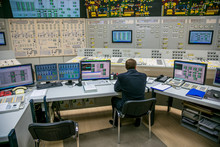 Block Control Panel Of Nuclear Power Plant. 