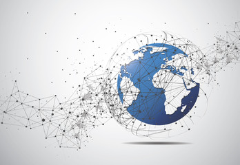 Global network connection. World map point and line composition concept of global business. Vector Illustration