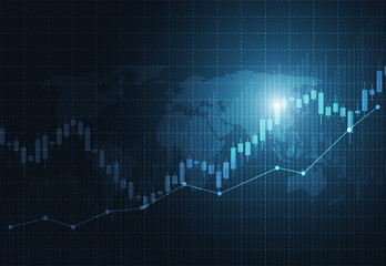 Business candle stick graph chart of stock market investment trading on dark background design. Bullish point, Trend of graph. Vector illustration