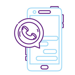 Wall Mural - color line smartphone chat bubble with phone sign