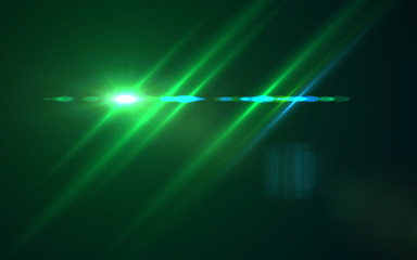 Wall Mural - abstract design natural green lens flare and rays background.lens flare light over black background.
