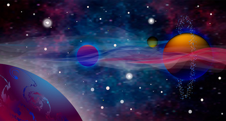 vector realistic and futuristic space background. open space. alien planet background. vector cosmic