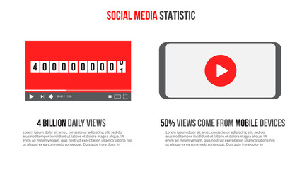 Poster - Vector online video infographic statistic. Smartphone with video player on the screen.