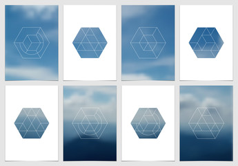 Wall Mural - a4 brochure cover design with geometric shapes and masks in modern minimalistic style. creative flye