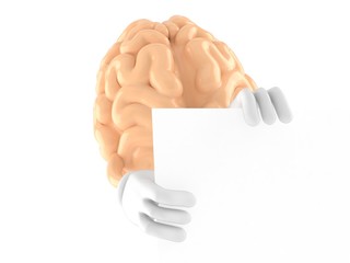 Canvas Print - Brain character behind white board