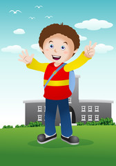 Wall Mural - happy kid wearing back pack