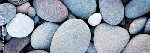Cuadros en Lienzo Web banner abstract smooth round pebbles sea texture background