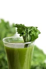 Poster - kale smoothie in a glass topped with a kale leaf