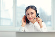© fotofabrika - Support phone operator in headset at workplace