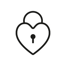 Heart Lock, Padlock. Simple Silhouette