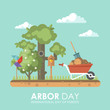 Arbor day vector illustration in flat modern design. Eco concept