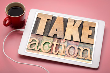 take action motivation concept on tablet