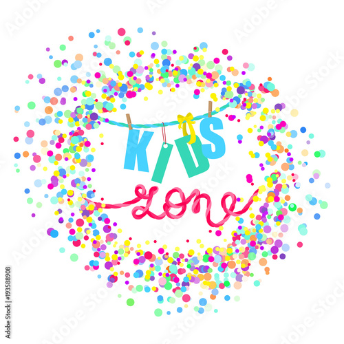Kids Zone Vector Flat Banner Colorful Bubbles Letters For