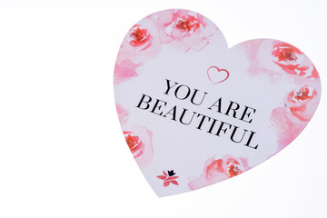 Wall Mural - Heart with the inscription - You are beautiful - isolated on white