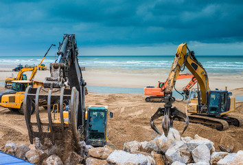 Canvas Print - chantier en action sur la plage