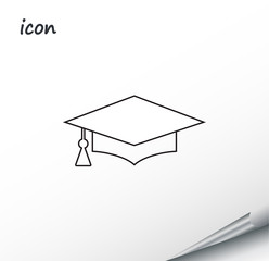 Wall Mural - vector icon graduation cap on a wrapped silver sheet