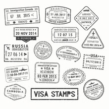 Visa Stamps Or Passport Signs Of Immigration