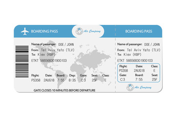 Poster - Airline boarding pass or airplane ticket. Vector illustration.