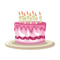 Sticker - Birthday cake cartoon vector illustration graphic design