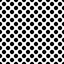 Seamless Black Polka Dot Pattern On White. Vector Illustration.