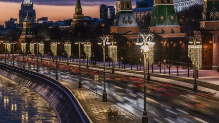 Wall Mural - Moscow Kremlin sunset 4k time-lapse footage