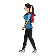 Poster - Woman walking cartoon icon vector illustration graphic design