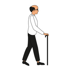 Poster - Grandfather walking with stick icon vector illustration graphic design