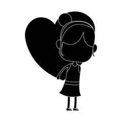 Girl carrying heart cartoon icon vector illustration graphic design