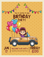 Sticker - Kids birthday invitation card vector illustration graphic design