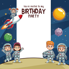 Birthday Kids Invitation Party Card Vector Illustration Graphic Design
