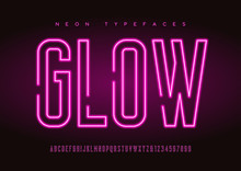Glowing Vector Linear Neon Typefaces, Alphabet, Letters, Font, T