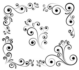 Wall Mural - Black and white vectore curl florish vignette 