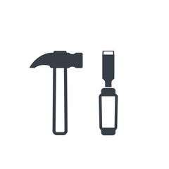 Sticker - hammer and chisel vector icons