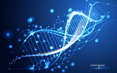 Poster - abstract technology science concept DNA futuristic on hi tech blue background