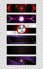 Poster - set of 6 banner abstract technology concept metallic hi tech future futuristic design