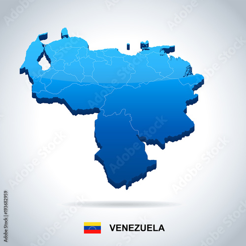 Fotografía Venezuela - map and flag - Detailed Vector Illustration