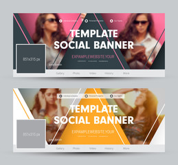 Poster - Design of a cover for social networks with triangular elements and a place for a photo.