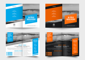 Poster - Design a white and black bi-fold brochure with colored diagonal elements and a place for photos.