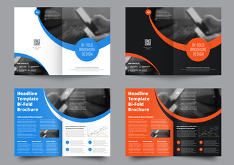 Aufkleber - template of two bifold brochures with round elements for the title and photo.
