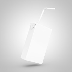 Aufkleber - White Juice, Yogurt or Milk Box with Drinking Straw and Free Space for Yours Design. 3d Rendering
