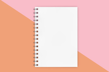 Fototapete - White Closed Spiral Paper Cover Mockup Notebook. 3d Rendering
