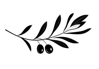olive oil label or logo for farm store or market. olive branch with leaves and olives silhouette. re