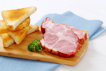 Canvas Print - smoked pork with toast