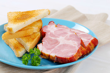 Canvas Print - smoked pork with toast