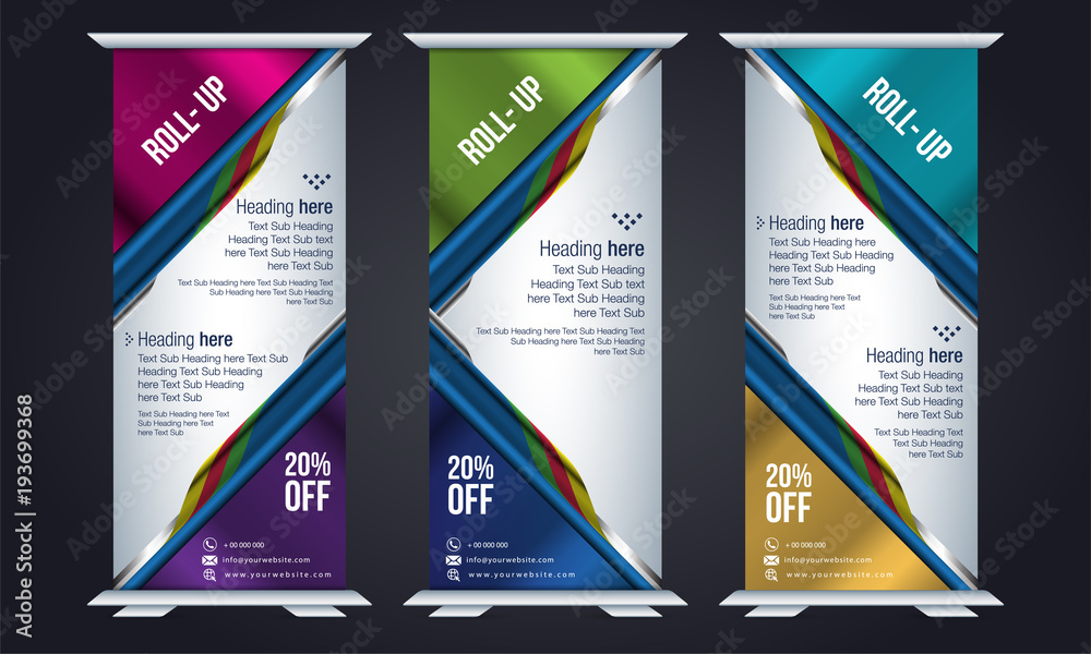 Roll up design, vertical template for corporate business, easy to ...