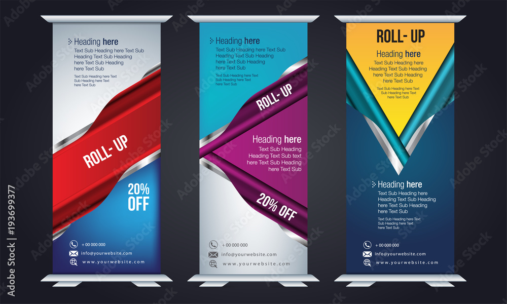 Roll up design, vertical template for corporate business, easy to ...